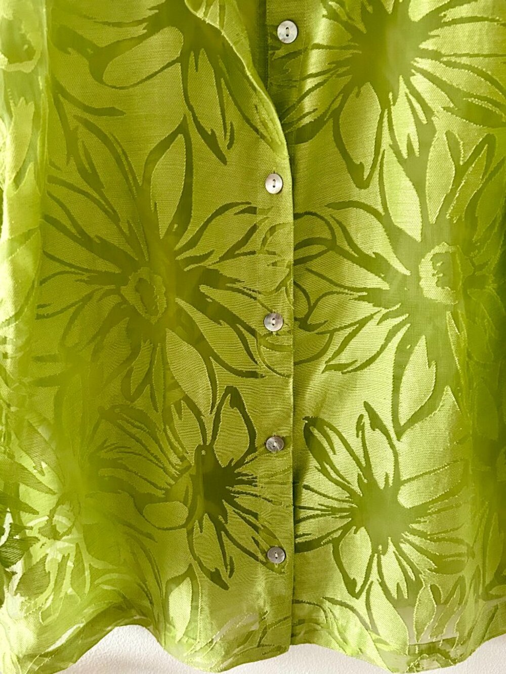 Chico's Lime Green Semi-Sheer Blouse - Picture 2 of 4